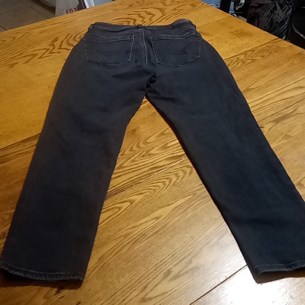 AMERICAN EAGLE Jeans 0 SHORT Womens MOM Denim FADED BLACK Preowned Distressed - Picture 8 of 9